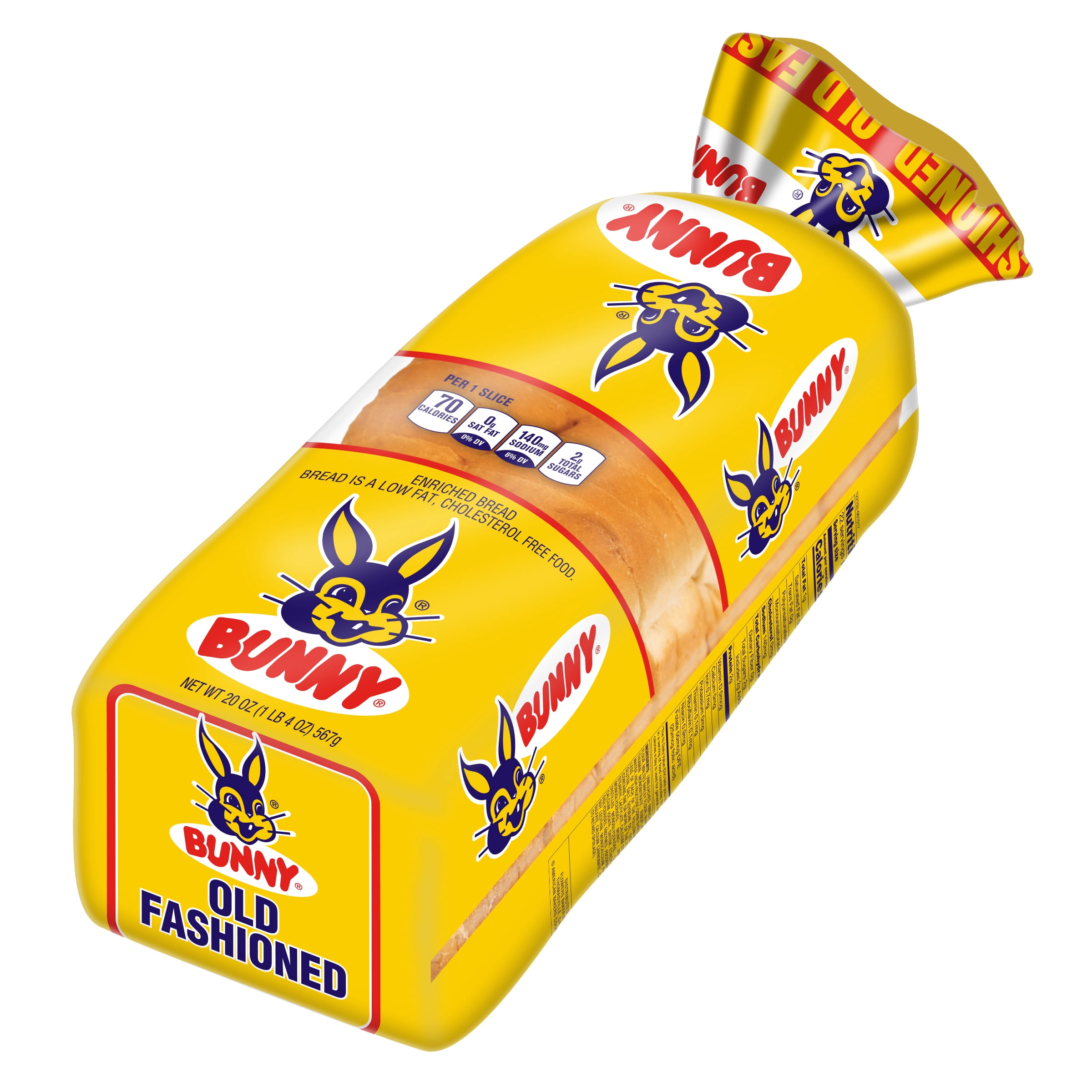 Bunny Bread Old Fashioned, Enriched Sliced White Bread, 20 oz Loaf