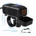 thumbnail image 2 of Cargador USB para manillar DC12V Cargador de teléfono para motocicleta Adaptador de puertos duales Azul, 2 of 9