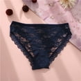 thumbnail image 2 of YYDGH Womens Sexy G String Thongs Lace Cotton Pads Panties Underwear for Women Sheer Mesh Hipster Brief Dark Blue L, 2 of 8
