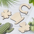 thumbnail image 3 of 8pcs Shamrock Wooden Cutouts Unfinished Wood Shamrock Clover Cutouts Shamrock/Horseshoe/Four Clover/Hat Ornaments for DIY DIY Craft Art Painting Tree Table St. Patrick's Day Decoration, 3 of 9