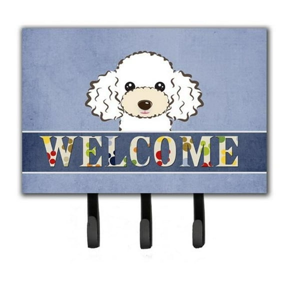 Carolines Treasures BB1443TH68 White Poodle Welcome Leash & Key Holder