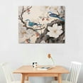 thumbnail image 2 of COMIO Asian Traditional Oil Painting on Canvas, No Frame Canvas Wall Art for Home Office Bedroom Kitchen Bathroom Spa Salon 20x16in Chinese Landscape Painting Tree Branches Birds, 2 of 4