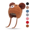 thumbnail image 4 of Baby Hat Infant Cute Pom Pom Beanies Thicken Cotton Lining Hats for Boys Girls,Dark Beige,3 Months-5 Years, 4 of 4