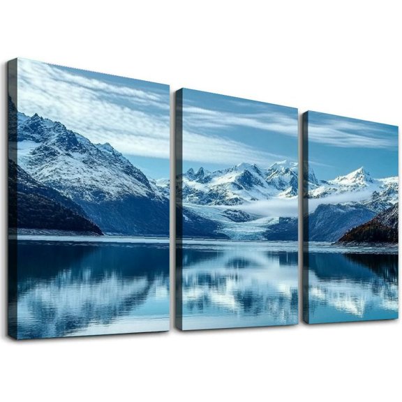 Shadudu Wall Art(3 Panels 12x16in)Glacier Bay National Park and Preserve, Alaska Canvas Print Artwork Wall Art Painting Pictures Home Office Wall Décor Modern Poster,Unframed 12x16x3pcs