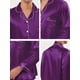 thumbnail image 5 of Conjuntos de pijama de satén para hombre, manga larga, con botones, ropa de dormir, ropa de dormir, pijamas Púrpura L, 5 of 5