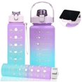 thumbnail image 1 of HAMSA KITCHEN & LIFESTYLE Motivational Plastic Water Bottle Combo With Straw,Time Marker,Unbreakable,Handle Leakproof Drinking Bottles Non Toxic Sippe Bottle For Sports/Travel (Multi,3 Pcs,2 Liter), 1 of 1