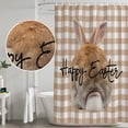 thumbnail image 5 of Brown Easter Shower Curtain, Waterproof Shower Curtains for Bathroom, Spring Watercolor Bunny Plaid Checkered Washable Fabric Bathtub Curtain Set Bath Decor with 12 Hooks Extra Long 72"x96", 5 of 8