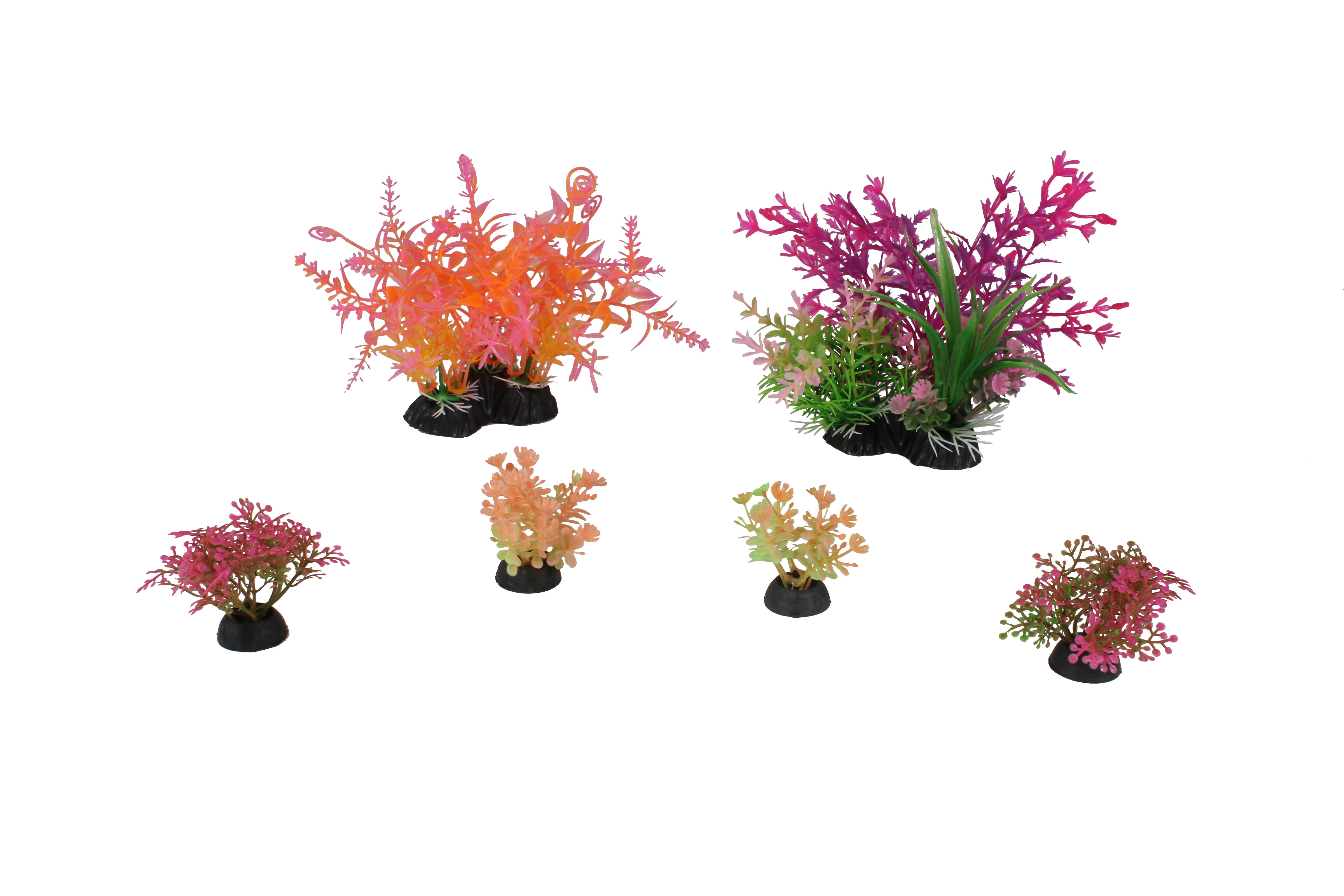 Penn-Plax Plastic Aqua-Plant Aquarium Decoration Kit for Aquariums and Fish Tanks - Vibrant Pink