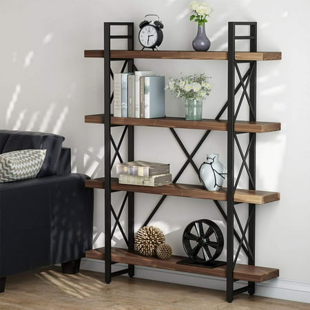 Little Tree 47 24 L Solid Wood 4 Tier Shelf Bookcase Vintage Little Tree 47 24 L Solid Wood 4 Tier Shelf Bookcase Vintage And Metal Book Shelves For Home Office Organizer Bookshelfs
