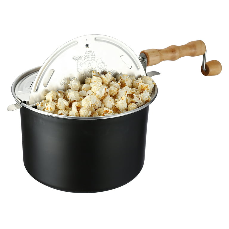 Great Northern Popcorn 6.5QT Stovetop Popcorn Maker with Stirrer, Black 