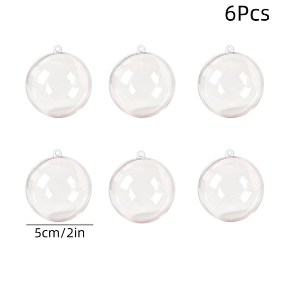 Clear Fillable Plastic Christmas Ornament Balls Set of 6 Transparent DIY Hanging Baubles for Xmas Tree Wedding Party Decor(6PC)