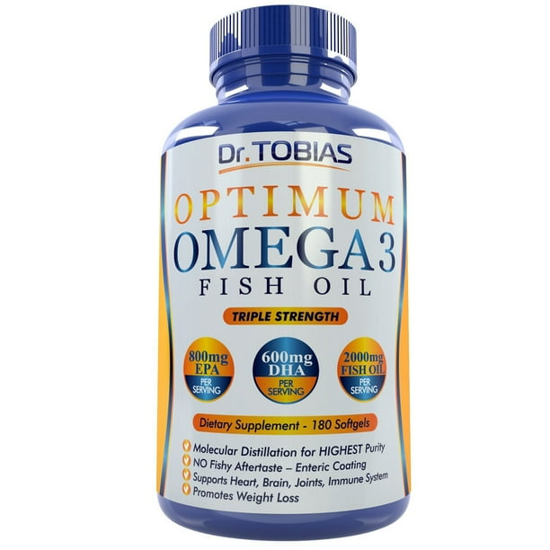 Dr. Tobias Omega 3 Fish Oil Triple Strength, Burpless, NonGMO, 180
