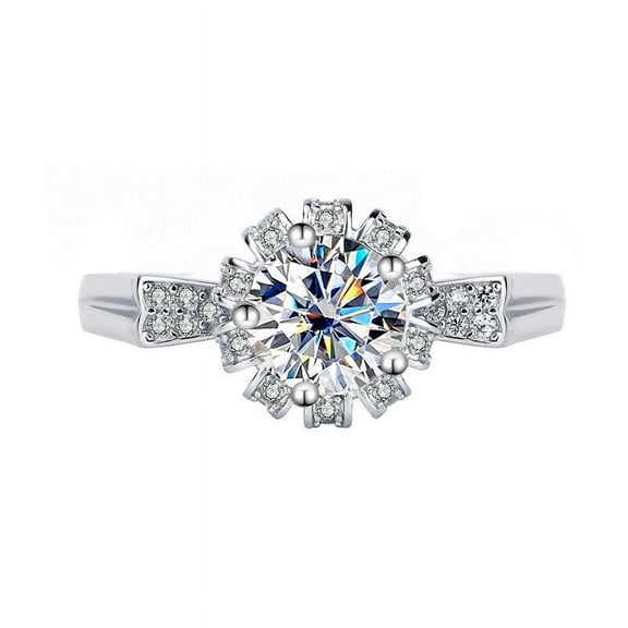 Floral Solitaire Engagament Ring For Women 1.9 Ct Diamond 14K White Gold Over