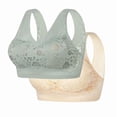 thumbnail image 4 of Sakmal Bralette Women's Bras Lift Jelly Lace Green Double Support T-Shirt Bras for Women 3X,2-Pack, 4 of 4