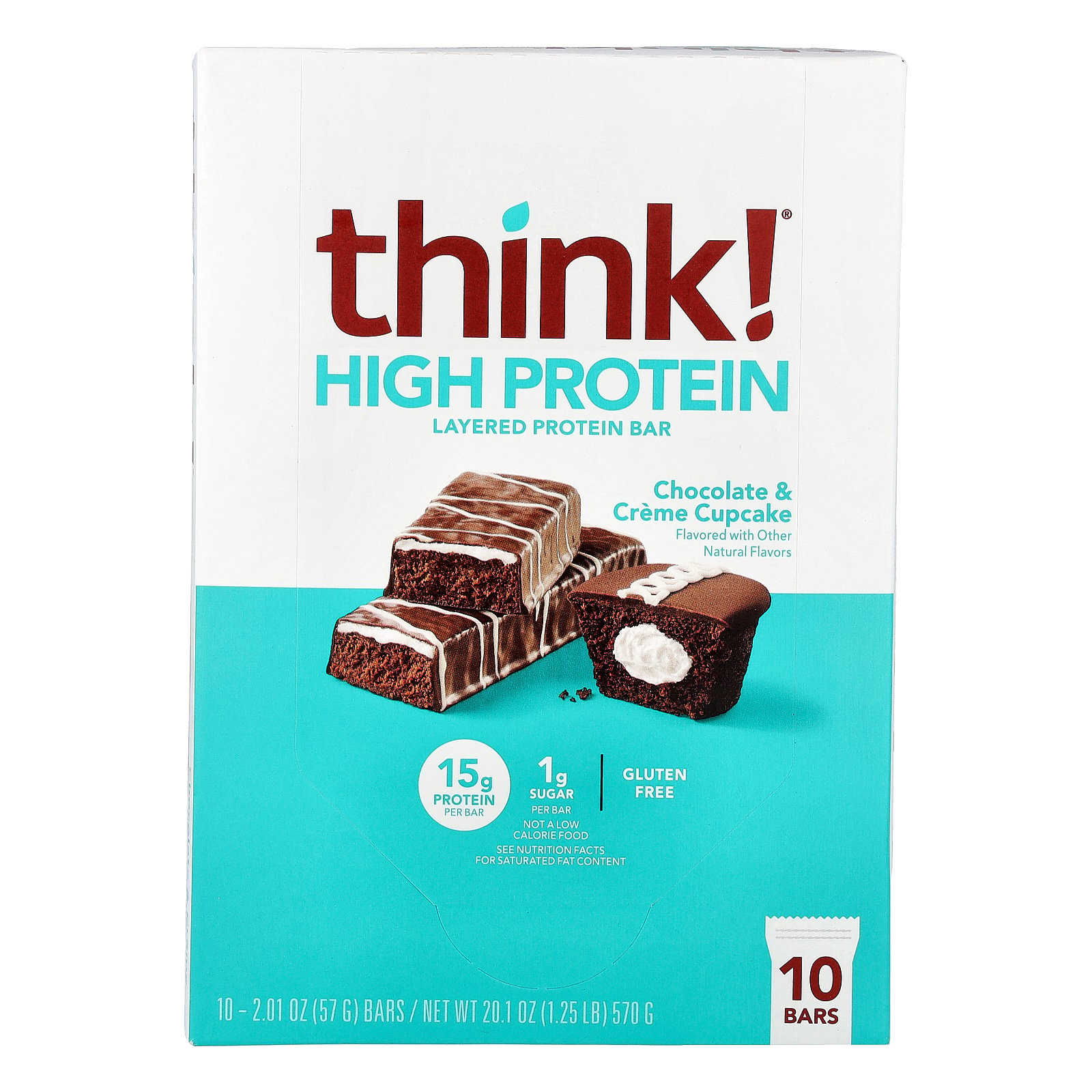 thumbnail image 5 of Think! High Protein Chocolate & Creme Cupcake Layered Protein Bar 10 - 2.01 oz Bars, 5 of 6