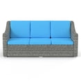 thumbnail image 3 of Pemberly Row Contemporary Cast Iron Outdoor Wicker Sofa in Teal, 3 of 5