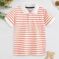 thumbnail image 2 of Little Boys Striped Short Sleeve T-Shirt,2T 3T 4T 5T,Soft Crewneck Casual Summer Tee for Kids Little Boys T-Shirts Little Kids Boys Gibobby,Orange,Size 2-3T, 2 of 9