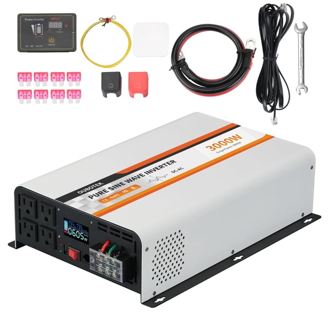 Inversor de corriente OUBOTEK 3000 W de onda sinusoidal pura DC 12 V a AC 120 V
