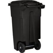 Toter 32 Gal. Black Outdoor Trash Can With Attached Lid and Wheels 79232-R2200