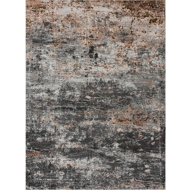 homeroots home decor 395936 5’ x 8’ Gray And Orange Storm Area Rug