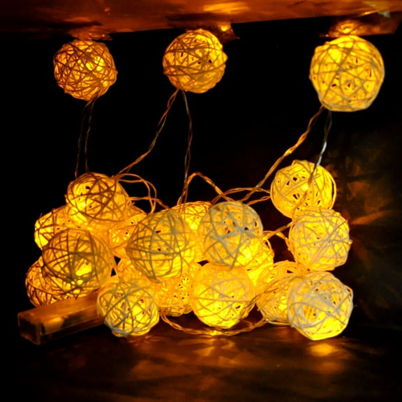 LABSERRON Rattan Indoor String Lights 1Pcs 250Cm Length Yellow Led Bulb for Christmas Weddings Parties Decorations