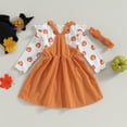 thumbnail image 7 of Okbabeha My First Halloween Baby Girl Outfit Newborn Pumpkin Ghost Onesie Corduroy Suspender Skirt Cute Fall Clothes, 7 of 7