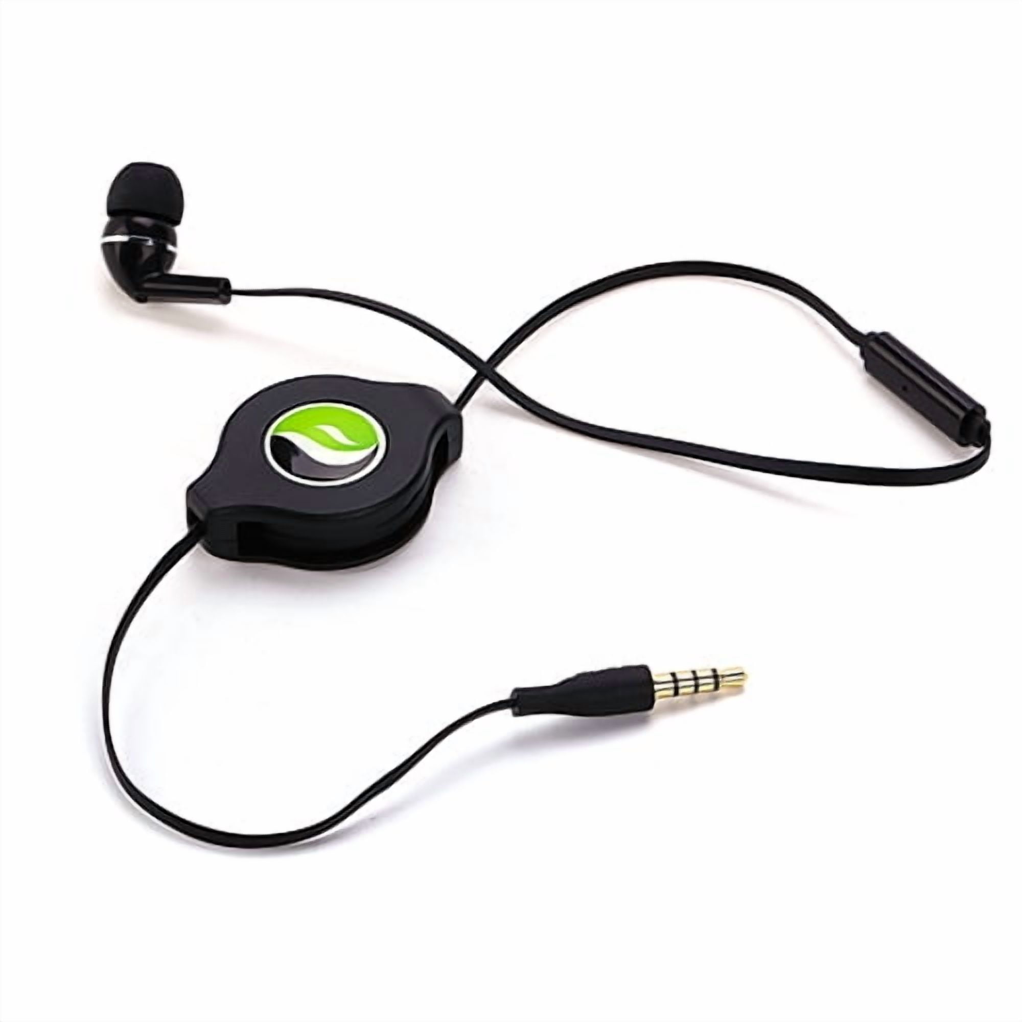 Retractable Mono Earphone for Motorola Moto Tab G62/Tab G70 - Headphone 3.5mm w Mic Headset Handsfree Earbud Earpiece Microphone
