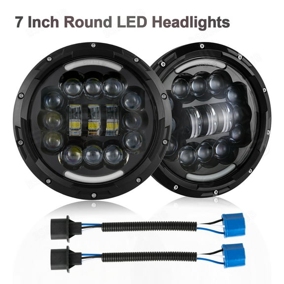 BSBSDJB 7" Half-Halo LED Headlight DRL Turn Lamp Combo Kit for Jeep Wrangler JK JKU TJ LJ