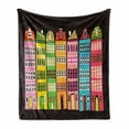 thumbnail image 1 of Colorful Soft Flannel Fleece Blanket, Illustration of the Cityscape Apartment Buildings European Architecture Urban Life, Cozy Plush for Indoor and Outdoor Use, 70" x 90", Multicolor, by Ambesonne, 1 of 6