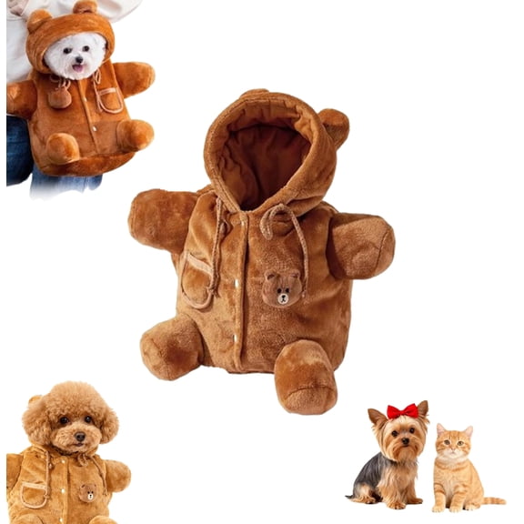 2026 New Cat Puppy Plush Outing Backpack, Anti-Escape, Foldable Pet Carrier with Adjustable Crossbody Strap,Teddy Bear Dog Carrier Bag, for Kitten,Puppy & Small Dogs