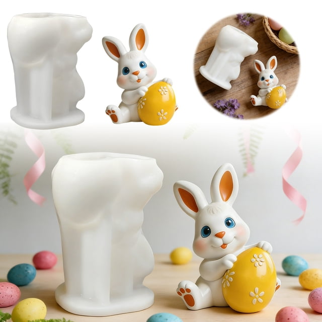 TIELUTT Easter Cartoon Little Rabbit Easter Egg Decorative Item Silicone Pearls Medium Extra Large Silicone Mats Resin Jewelry Kits for Beginners with Casting Resin for Rings Beading Mat