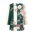 thumbnail image 4 of CYMMPU 3/4 Sleeve Blouses for Women Dressy Casual Fall Trendy Shirts Spring Tops Loose Fit Round Neck Tunic Tops Flower Pattern Plus Size T-Shirt Army Green XXXL, 4 of 5