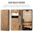 thumbnail image 3 of CaseMe Leather for iPhone 17 Pro Max Case, Flip Wallet Leather Case with Card Holder Magnetic Closure Shockproof Kickstand Protective Phone Cases Cover for iPhone 17 Pro Max,Brown, 3 of 12