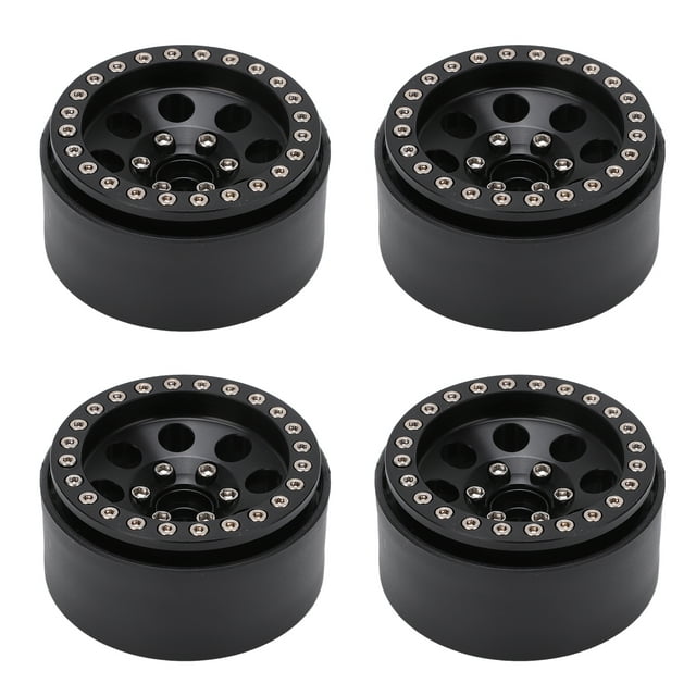 RC Beadlock Wheel Rims, Metal RC 1/10 Car Beadlock Wheel Hub 8 Round Hole 1.9 Inch For RC 1/10 Car For SCX10 90046 Black, Color