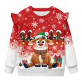 thumbnail image 5 of Uorisanigo Toddler Girls Sweatshirt Soft Kids Christmas Elk Snowflake Pullover Sweater Long Sleeve Crewneck Sweaters Shirts with Ruffled Shoulders Fall Fashion Size 3-4, 5 of 7