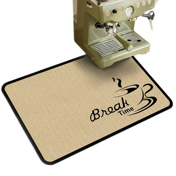 Coffee Bar Mat,30*40cm Coffee Maker Mat for Countertop,Dish Drying Mat with Waterproof Rubber Backing and Super Absorbent(Break Time)