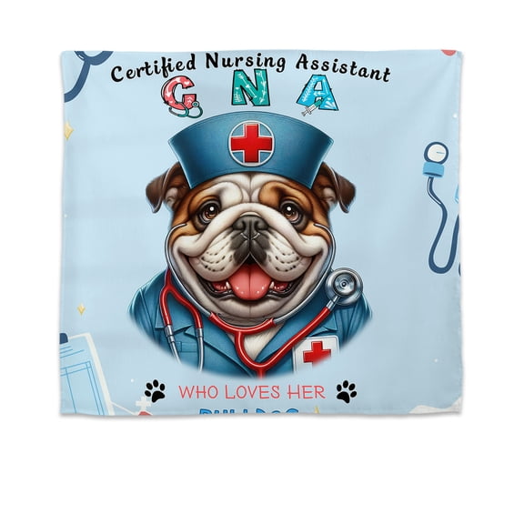 Just a Certified Nursing Assistant Cna Who Loves Her Bulldog Tapestry Dog Lover Gifts Idea Wall Hanging Backdrop Home Decor - 00003