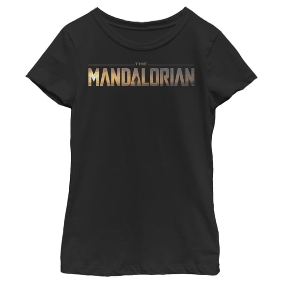 Girl's Star Wars: The Mandalorian Silhouette Logo  Graphic Tee Black Small