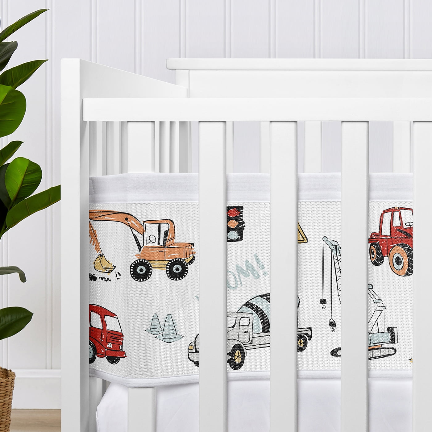 Sweet Jojo Designs + BreathableBaby Construction Truck Red Blue White Breathable Mesh Crib Liner Pad