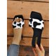 thumbnail image 1 of Women Cow Pattern Flat Sandals, Fashion Outdoor Canvas Slide Sandals, 1 of 3