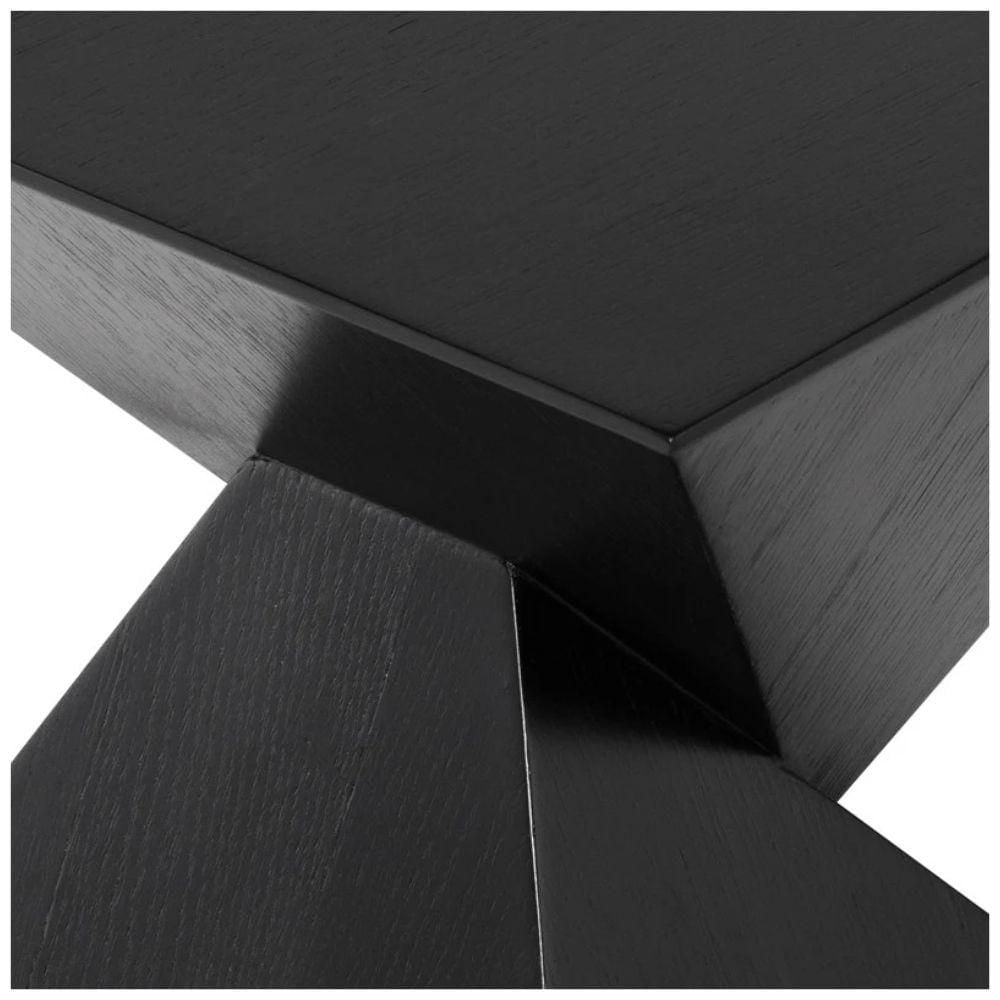 Gize Side Table with Walnut Top Black Veneer Wood Top