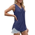 thumbnail image 4 of MOSHU V Neck Tank Tops for Women Flowy Pleated Sleeveless Shirts Loose Fit Women Tops Dressy Curved Hem Summer Tops, 4 of 11