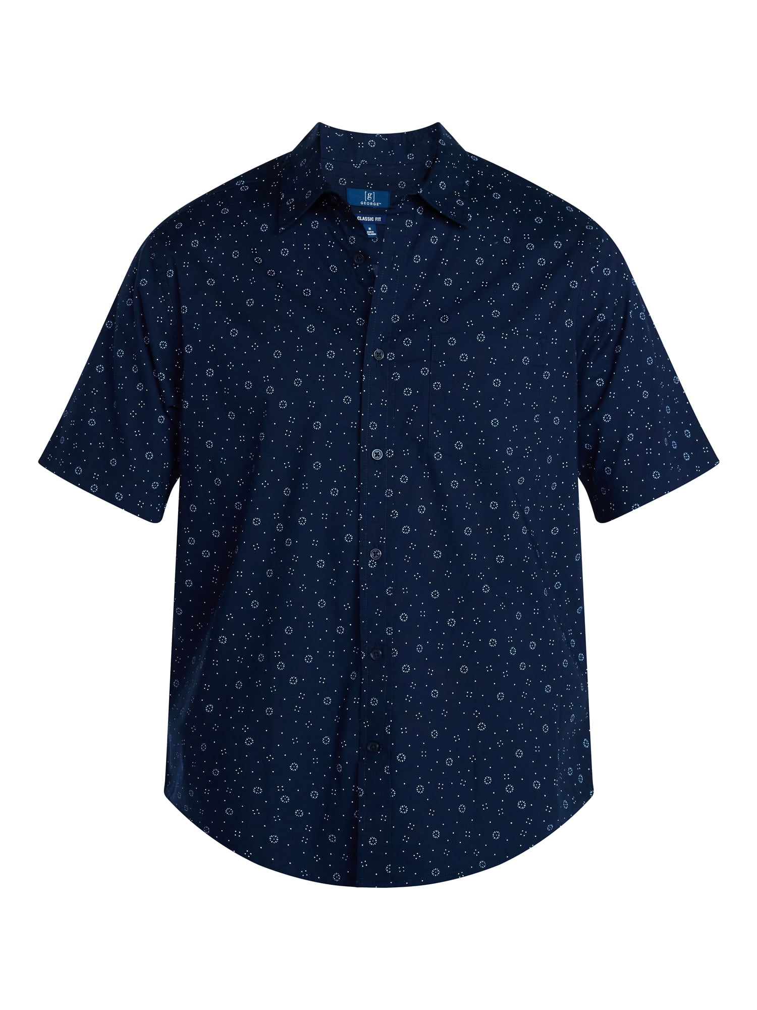 George Men's & Big Men's Modern Fit Poplin Button Up Shirt with Short Sleeves, Sizes XS-5XL