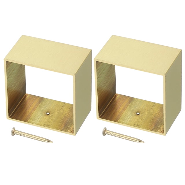 Uxcell 2 Pcs Cubierta de Pie de Mueble de Latón, 1.85 x 1.97 x 1.18 Pulgadas, Cubiertas de Patas de Muebles Cuadradas Doradas para Proteger el Suelo de Sillas, Mesas, Sofás, Camas