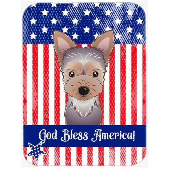 Carolines Treasures God Bless American Flag with Yorkie Puppy Mouse Pad- Hot Pad or Trivet