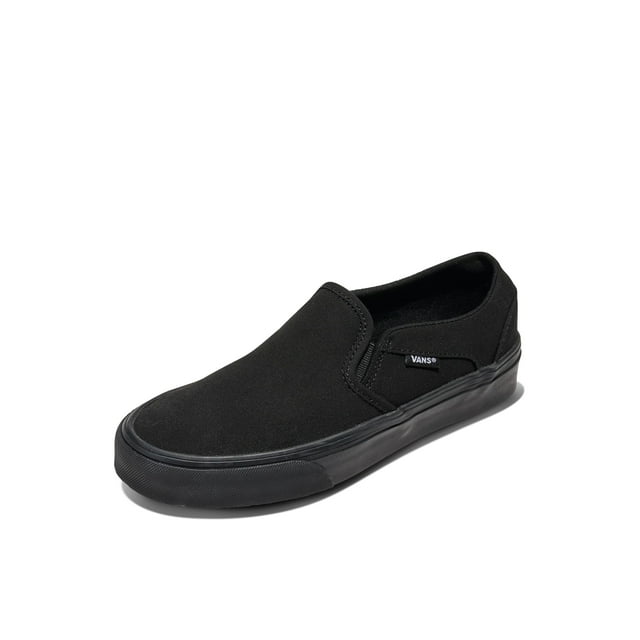 Zapato Vans Asher Slip-On para mujer, color negro/negro, talla 7.5