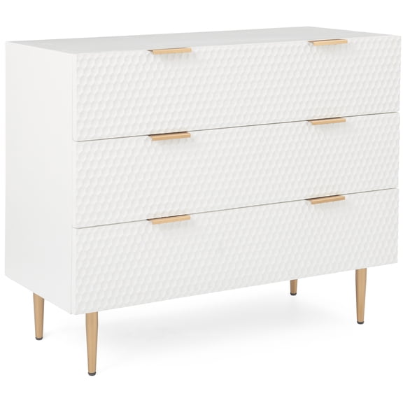 Adore Decor Jolie 3 Drawer Standard Dresser Chest with Storage, White