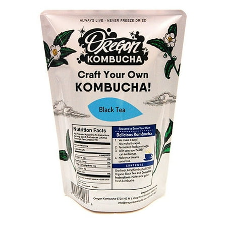 Kombucha Starter Kit by Oregon Kombucha - Organic Black Tea and Scoby w/ Starter Liquid - Raw Culture Brews 1 Gallon of Delicious Kombucha,