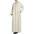 thumbnail image 4 of Christmas Clearance! Borniu Thobe,Robe for Men, Muslim Robe Arab Middle Robe Pattern Ear Long Sleeve Standing Neck Fashion Casual Robe Muslim Clothes for Men Clearance, 4 of 8