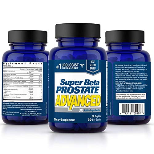 Super Beta Prostate Advanced Prostate Supplement for Men – Reduce Bathroom Trips, Promote Sleep, Support Urinary Health & Bladder Emptying. Beta Sitosterol not Saw Palmetto. (60 Caplets, 1-B